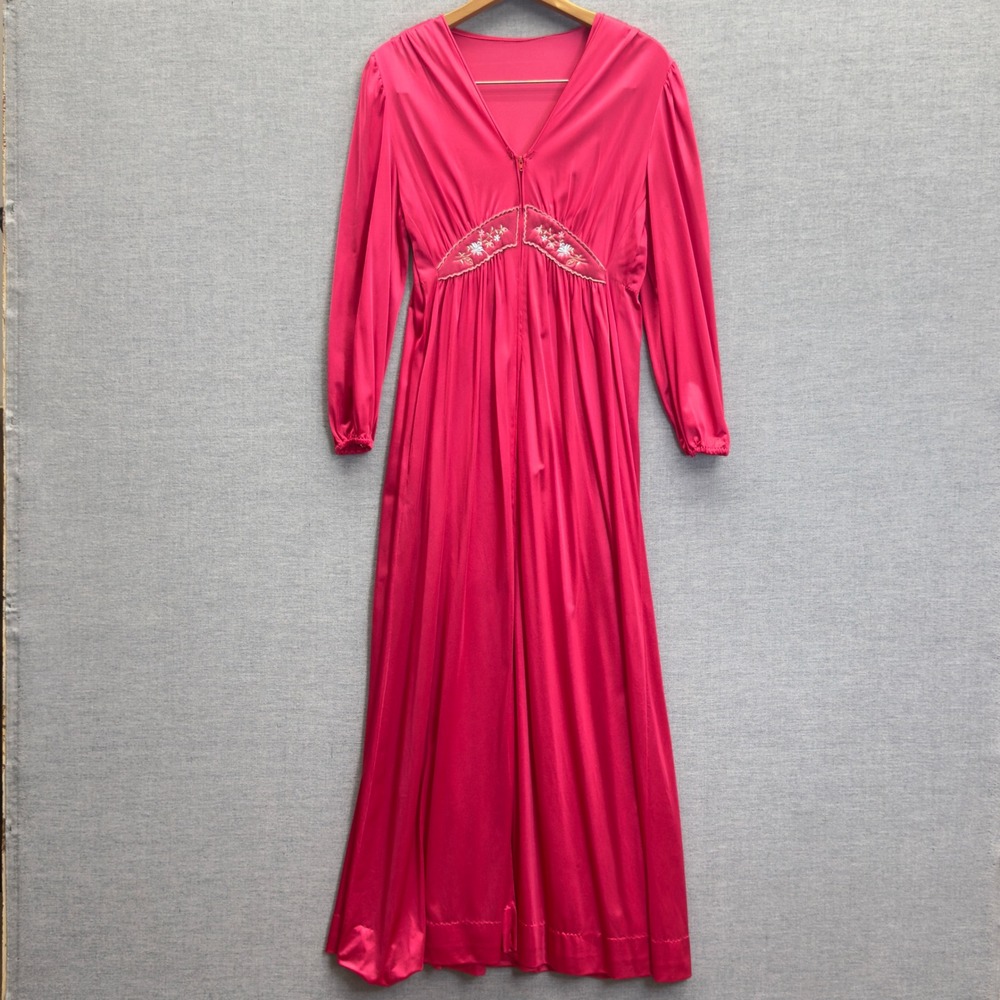 Vintage Lorraine Pink Long Sleeve Nightgown Robe Set‎ Floral Nylon S